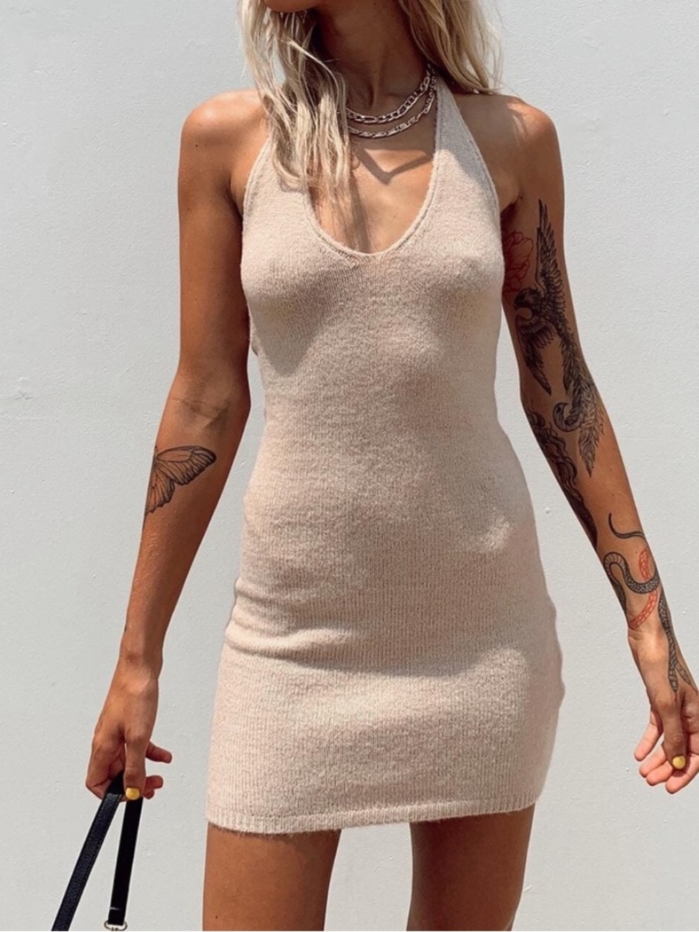 Princess Polly Beige Blair Halter Mini Dress S/M New with Tags U73